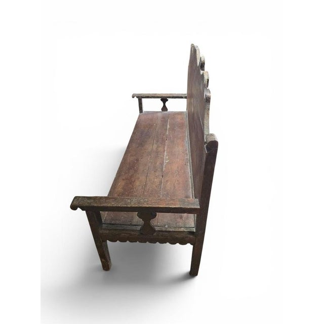 Wood 18th Century French Painted Wood Bench with High Back, 1750 For Sale - Image 7 of 11