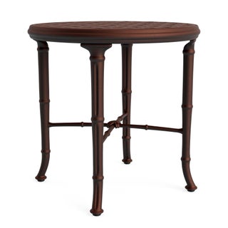 Brown Jordan Calcutta 20" Round Cast Top Occasional Table in Almandine For Sale