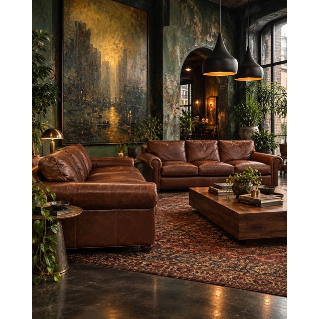 Vintage Cognac Leather 3-Seater Sofas, Pair For Sale - Image 13 of 17