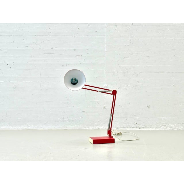 Mid-Century Articulated Desk Lamp in Red, 1970s For Sale - Image 14 of 17
