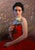 Lady in Red by Bunyod Suvonov | Oil on canvas Portrait of a woman in a red dress holding a rose. For Sale