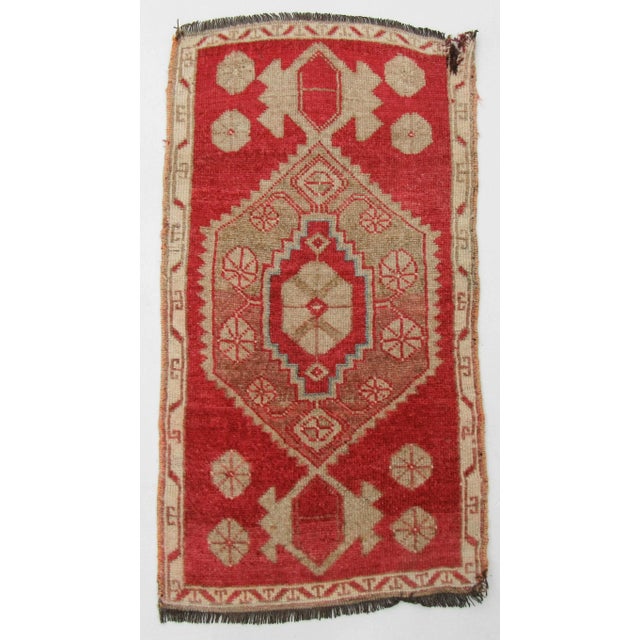 Vintage Mini Turkish Rug For Sale - Image 4 of 4