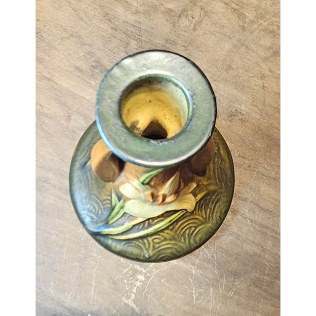 Ceramic Roseville Zephyr Lily Single Candle Holder For Sale - Image 7 of 8