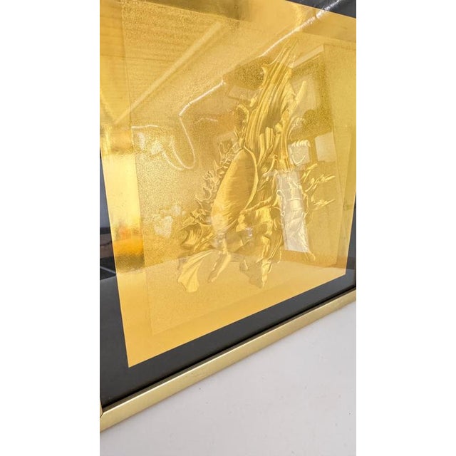 Modern Embossed Gold Shell Artwork with Metallic Finish & Layered Framing, 1960s For Sale - Image 12 of 18