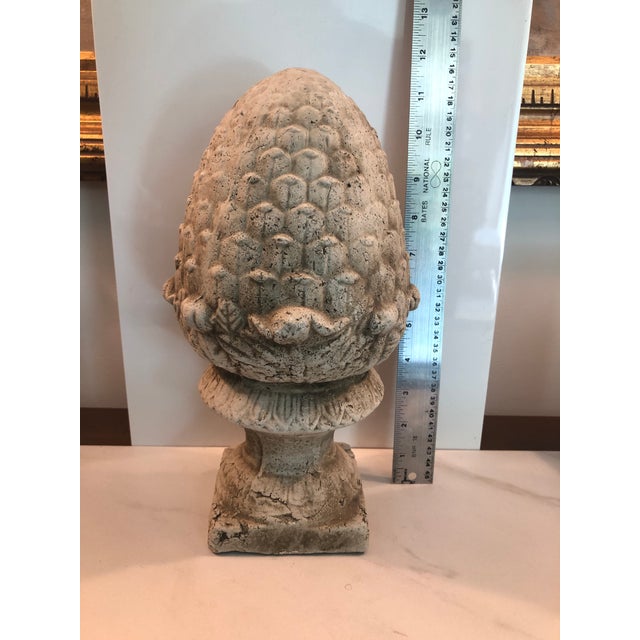 Antique White Vintage Concrete Acorn Garden Ornament For Sale - Image 8 of 10