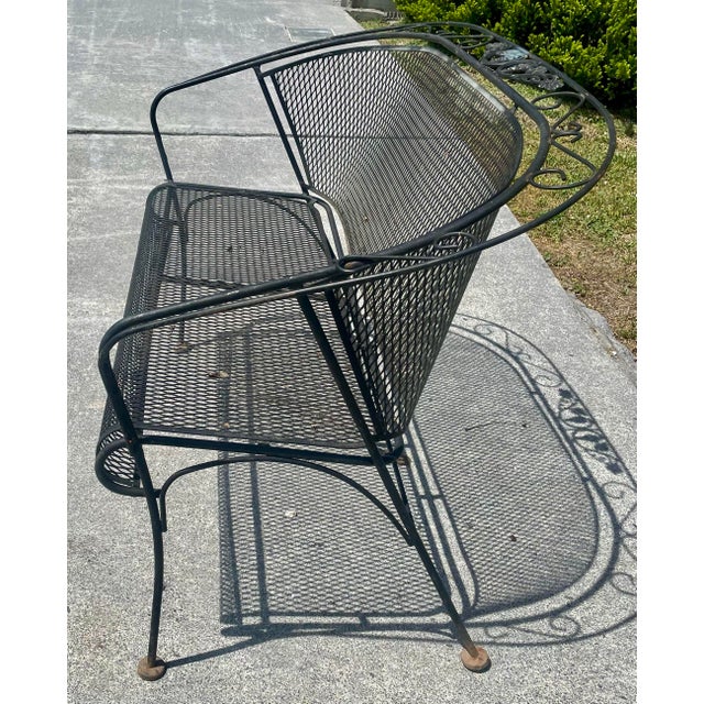 Mid 20th Century Mid 20th Century Woodard Grapevine Barrel Back Wrought Iron Bench Loveseat Grape Pattern For Sale - Image 5 of 12