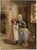 An original 1871 watercolour painting, E. Rengert, Seamstress with Young Girl.A charming Victorian genre scene. This...