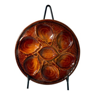Vintage, French, Saint Clement, Majolica Oyster Plate For Sale