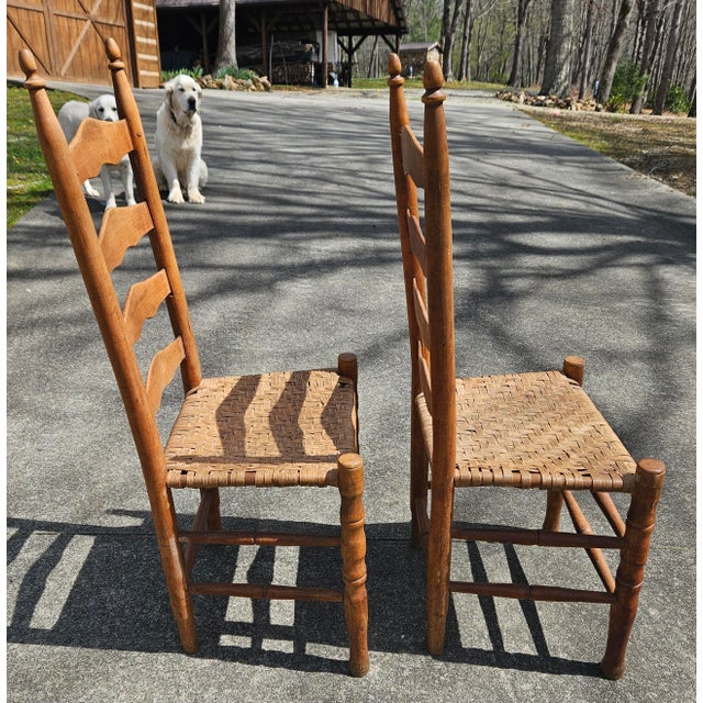 Late 19th Century Late 19th Century Pair of Ashe County, North Carolina Maple Ladder Back Chairs For Sale - Image 5 of 16