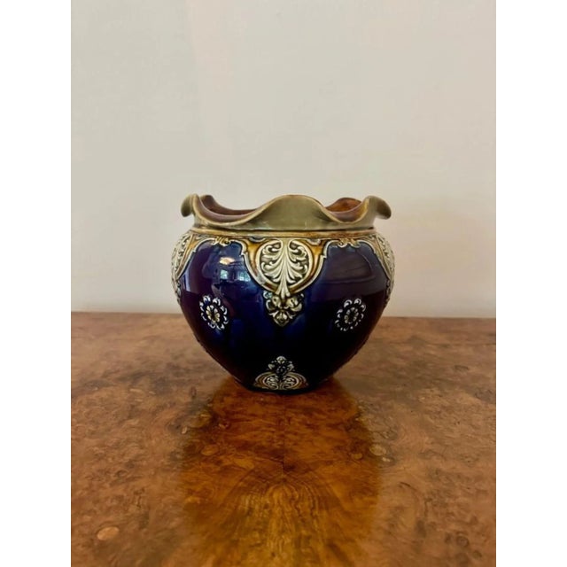 Ceramic Antique Victorian Doulton Lambeth Jardiniere, 1890 For Sale - Image 7 of 7