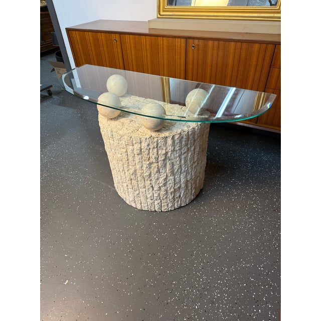 Maitland - Smith 1990’s Postmodern Tessellated Stone and Glass Top Console Table For Sale - Image 4 of 9