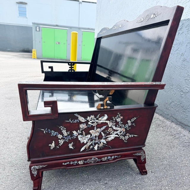 Vintage Chinese Rosewood With Mother of Pearl Inlay Sofa For Sale - Image 9 of 12
