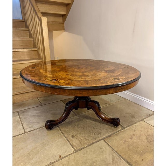 Wood Antique Victorian Marquetry Inlaid Centre Table, 1860 For Sale - Image 7 of 11