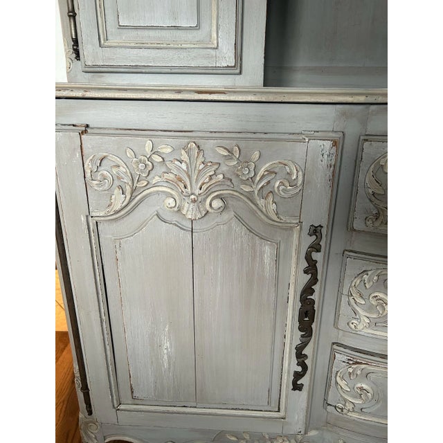 French Antique French Blue Painted Cupboard For Sale - Image 3 of 10