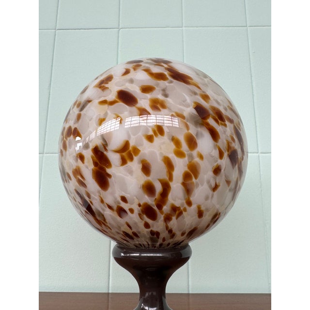 Vintage Glass Sphere on Wooden Base by Alain Delon, 1970s For Sale - Image 12 of 14