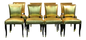 1980s Style of Gucci Gold Faux Snakeskin Chairs - Set of 8