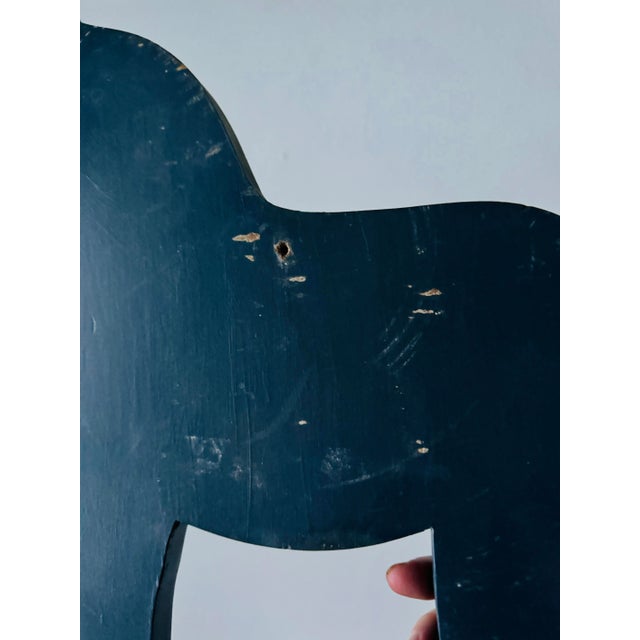 1990s Swedish 1990’s Hand Painted Wood Dala Horse “welcome” Valkommen Sign For Sale - Image 5 of 11