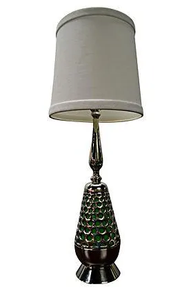 Vintage 1960s Chrome & Green Pop Art Table Lamp