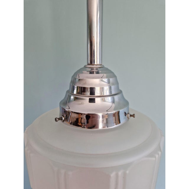 Art Deco Pendant Light in Frosted Glass, 1920s For Sale - Image 6 of 12