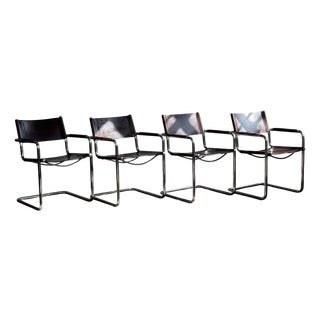 MG5 Leather Chairs by Matteo Grassi, 1970, Set of 4 For Sale