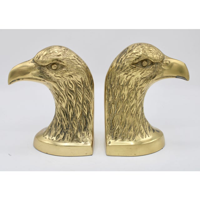 Vintage American Bald Eagle Brass Bookends For Sale - Image 10 of 10