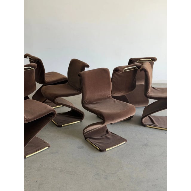 Mid-Century Modern Vintage Z Chairs Attributed to Gaston Rinaldi- Set of 8 For Sale - Image 3 of 14