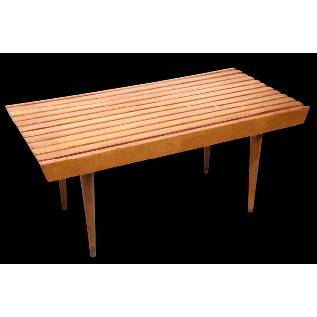 Mid 20th Century Diminutive Mid Century Slat Table Bench For Sale In New York - Image 6 of 18