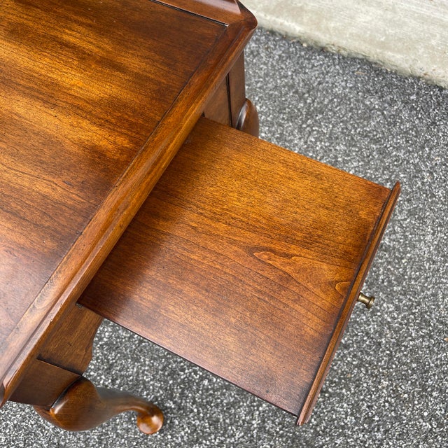 Brown 1970s Statton Furniture Traditional Queen Anne Solid Cherry Tea Table (Oxford) For Sale - Image 8 of 12