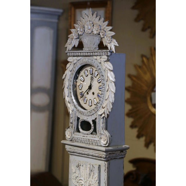 Early 19th Century Early 19th Century French Normandy Painted Longcase Grandfather Clock For Sale - Image 5 of 13