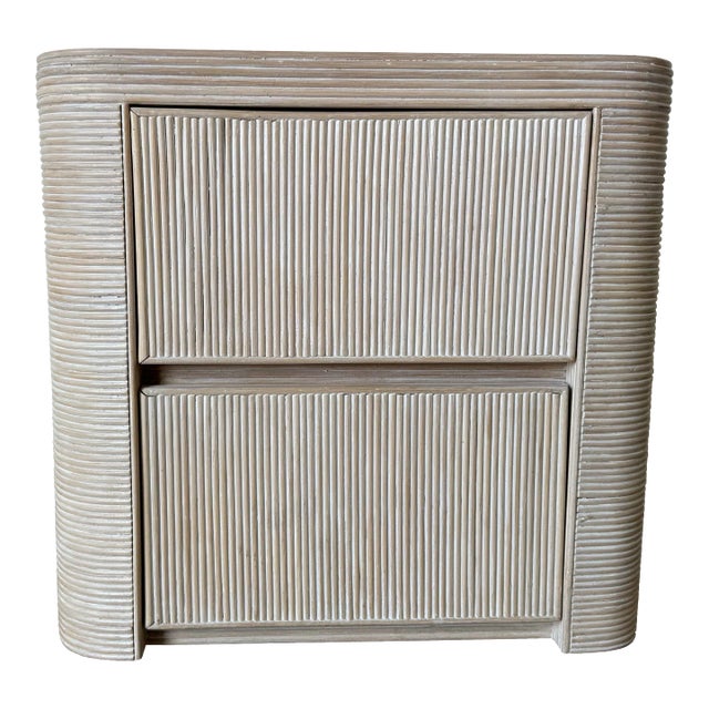 Vintage Pencil Reed Rattan Nightstand For Sale