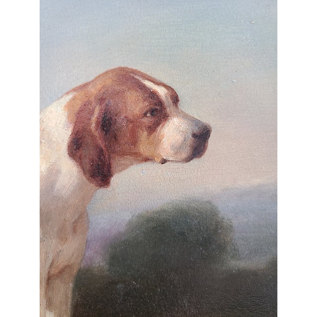 Mid 19th Century Antique 19th Century Oil Painting Portrait of Two English Pointer Dogs For Sale - Image 5 of 17