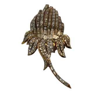 Heavy Attwood & Sawyer Rhinestone Brooch For Sale