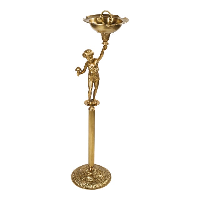 1960s Spanish Brass Floor Standing Ashtray For Sale