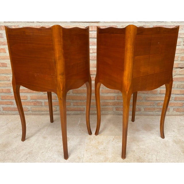 Brown French Cherry You and Me Nightstands with Drawers and Open Shelf, 1960s, Set of 2 For Sale - Image 8 of 18