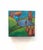 This encaustic work on wood panel presents a serene landscape, featuring rolling hills, a tranquil blue pond, and a small...