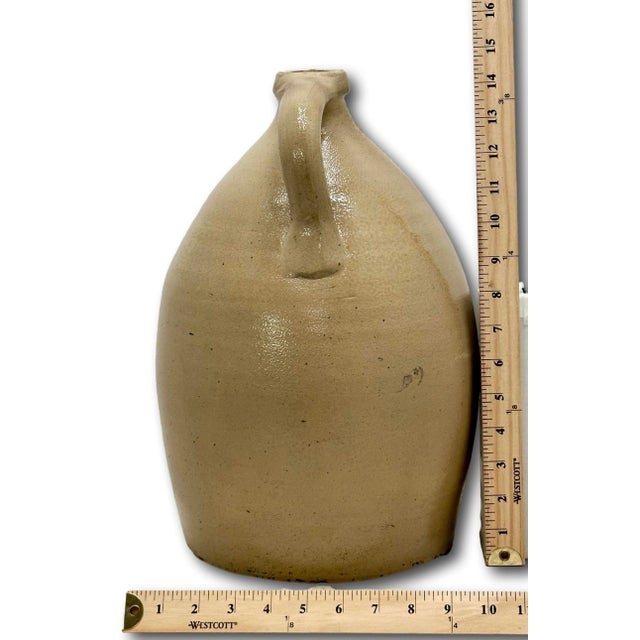 Outstanding Antique 2 Gallon Blue Flower Decorated Stoneware Jug by Burger in Rochester N. Y. Circa 1877 to 1880 For Sale - Image 18 of 18