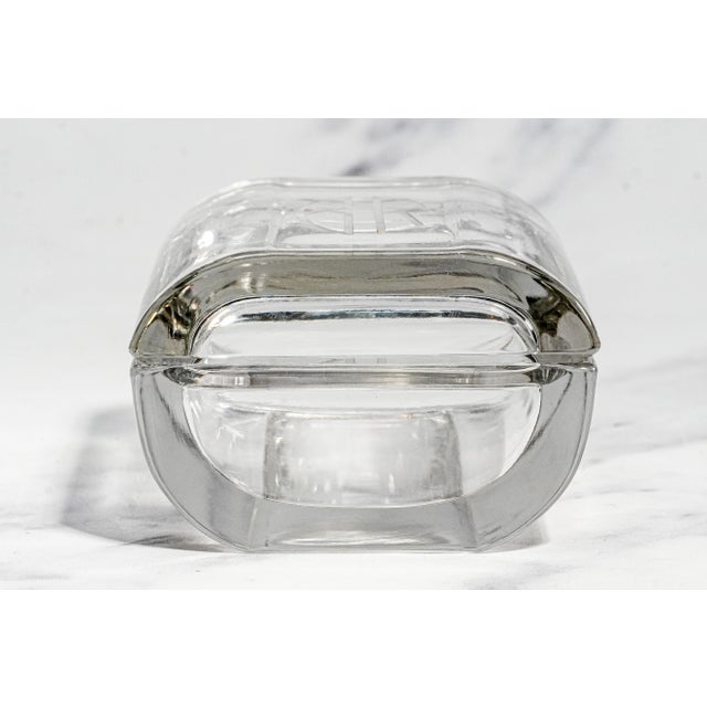 Heavy Crystal Glass Antique Jewelry Box Art Deco Monogrammed Br Trinket Box Luxury Home Decor For Sale - Image 10 of 13