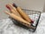 Wood Vintage Rustic Wood Set of Assorted Rolling Pins, Set of Six With Black Metal Basket For Sale - Image 7 of 10