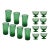 1960s Mid-Century Modern Emerald Green Blenko Glass Pinch Crackle Tumblers & Pedestal Dessert Dishes - 15 Pieces For Sale