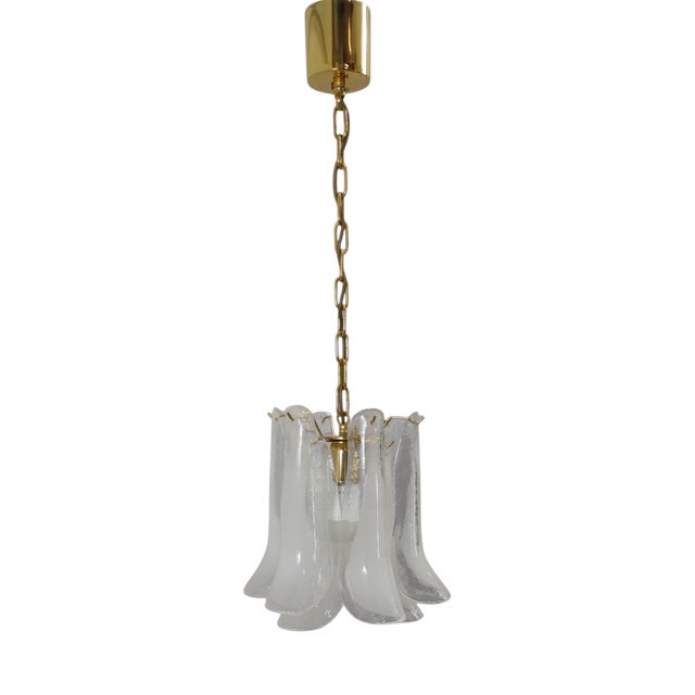 Petal Pendant Lamp in Murano Crystal and White Glass, Italy, 1990s For Sale
