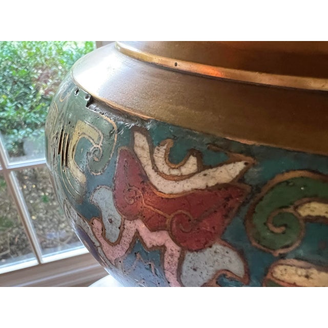 Early 20th Century Doris Duke Shangri-La Style Cloisonné Marble Lamp Table For Sale - Image 11 of 12