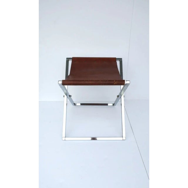 Late 20th Century Leather and Chrome Campaign Bench or Stool For Sale - Image 5 of 13