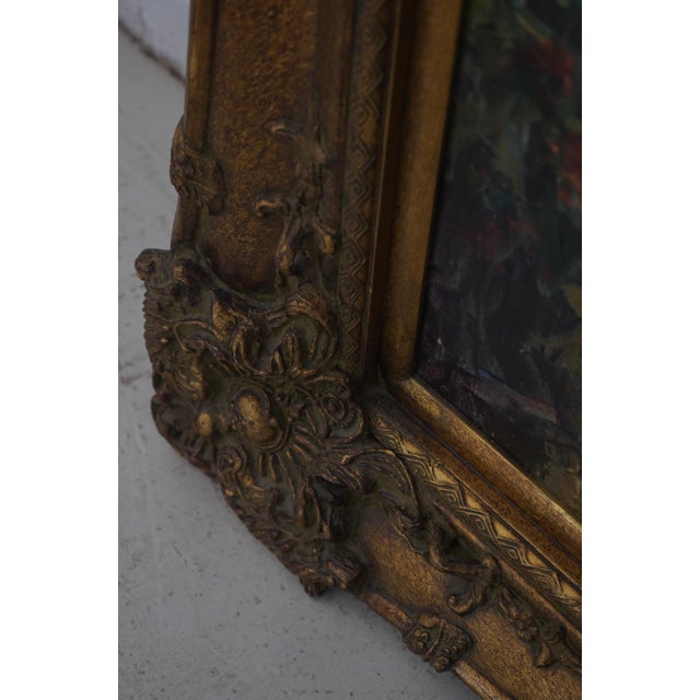 Monumental Framed Garden Walk Oil Painting on Canvas For Sale - Image 4 of 15