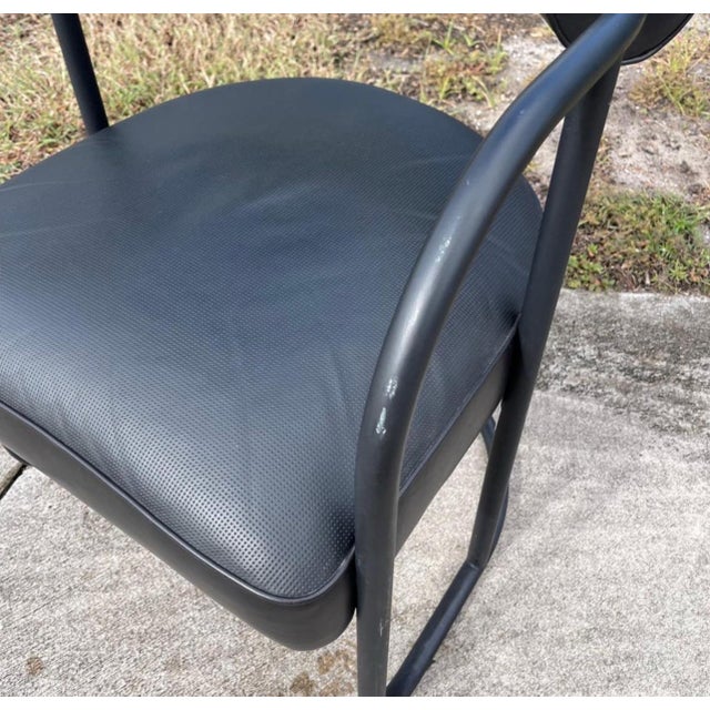 Animal Skin Ralph Lauren "City Modern Armchair" Bauhaus Style Tubular Leather Chair For Sale - Image 7 of 10