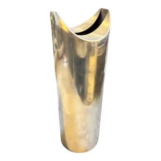 1970s Minimalist Silver Plated Sculptural Vase Designed by Lino Sabattini For Sale