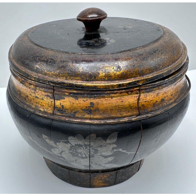 19th Century Antique Chinese Lacquered Wood Rice/Grain Storage Container For Sale - Image 5 of 7