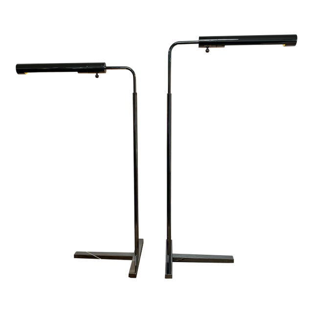 1980s Mid-Century Modern Chrome Casella Floor Lamps — Pair of 2 For Sale