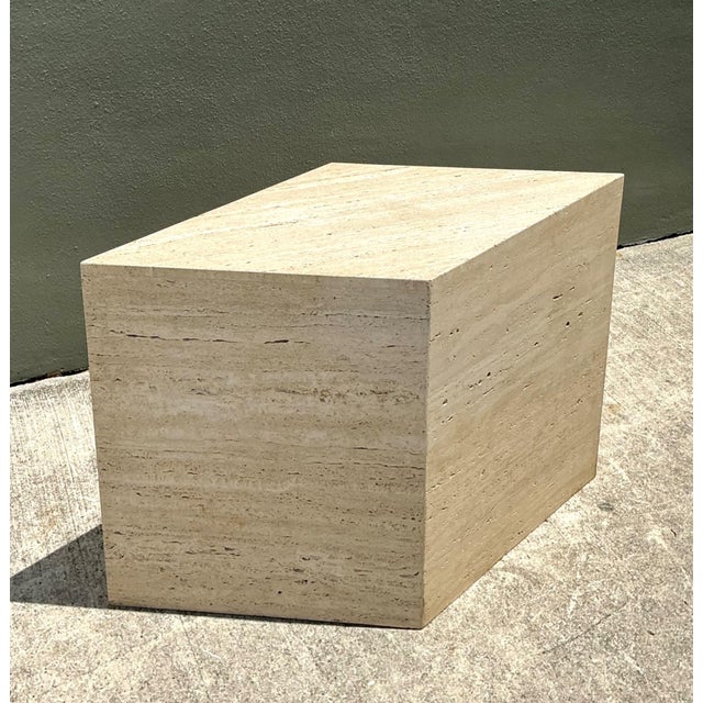 Modern Vintage Italian Travertine Diamond Dining Table Pedestal For Sale - Image 3 of 16