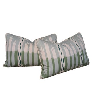 Custom Schumacher Bukhara Ikat Lumbars - Set of 2 For Sale