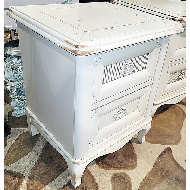 1990s Pair of French Country Style Shabby Night Tables Nightstands For Sale - Image 4 of 8